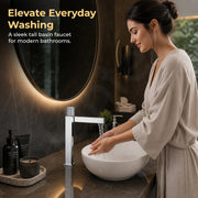 Plantex Wash Basin Mixer Tap/Brass Thermostatic Hot & Cold Basin Mixer Faucet/Deck Mount Pillar Spout for Bathroom Sink - Pack of 1 (4605, Chrome)