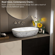 Plantex Ceramic Wash Basin for Bathroom/Table Top Ceramic Basin/Washbasin for Bathroom (White - 24 x 15 x 5.5 Inch)