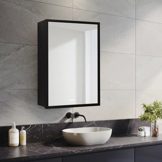 Plantex Aluminium Framed Bathroom Cabinet with Mirror/Heavy-Duty Steel Body Bathroom Storage Organizer/Shelf - 12x18 Inch, Black