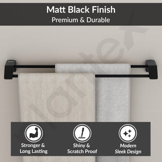 Plantex Space Aluminium Dual Towel Rod for Bathroom/Towel Holder/Towel Hanger/Towel Stand/Bathroom Accessories Set(971, Black)
