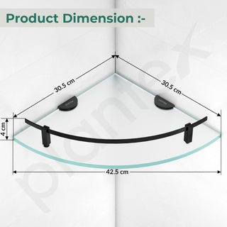 Plantex Premium Frosted Glass Corner/Shelf for Bathroom/Wall Shelf/Storage Shelf - (12x12 in,Black-Pack of 2)