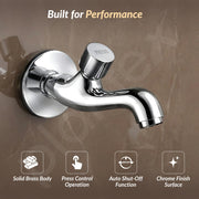 Plantex Pure Brass Push Cock for Bathroom/Wall Mount Tap for Wash Basin with Teflon Tape & Wall Flange/Water tap -7 Year Manufactuter's Warranty-( PRS-003 )