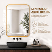 Plantex Aluminium Frame Mirror for Wall/Rectangle Wall Mount Mirror for Bedroom/Dressing Room/Living Room/Entryway - (18x24 Inch-Gold)