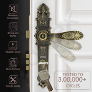 Plantex Door Lock Set -Main Door Lock Handle Set/6-Lever Lock Mechanism with 3 Years of Warranty/Mortise Lock with 3 Keys, Brass Lock Body & Cylinder(658-Brass Antique)