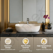 Plantex Ceramic Countertop Basin with Brown Veins - Wash Basin for Bathroom, Restaurant, Hotel (18 x 13 x 5.5 Inch)
