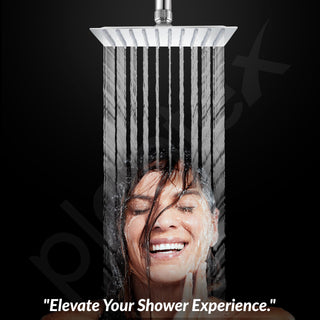 Plantex Stainless Steel Shower Head for Bathroom/8 x 8 inch Square Overhead Shower without Arm/Adjustable Bathroom Shower-(Ultra Slim-Chrome)