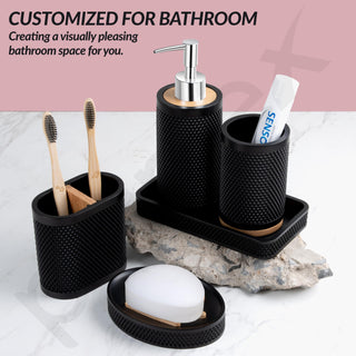 Plantex Polyresin Bathroom Accessories Set Soap Dispenser/Toothbrush Holder/Bathroom Tray/Tumbler Holder/Soap Dish - 5 Piece(921)