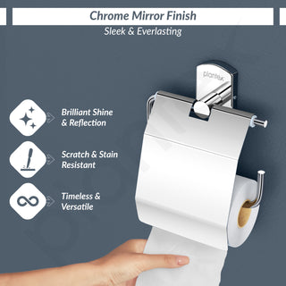 Plantex Stylish and Durable Toilet Paper Holder for Bathroom/Tissue Paper Roll Holder/304 Stainless Steel Bathroom Accessories - Parv (Chrome)