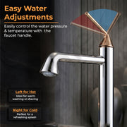 Plantex Brass Wash Basin Mixer Tap/Hot & Cold Basin Mixer Faucet/Deck Mount Pillar Spout for Bathroom Sink - Pack of 1 (APS-4600, Chrome & Rose Gold)