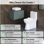 Plantex Platinum Ceramic Rimless Commode with Wash Basin for Bathroom/S Trap Washdown Flush Commode with Toilet Seat Cover/Tabletop Basin - White (Combo)