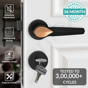 Plantex Door Handle Lock/Main Door Mortise Lock/Handle Set for Home/Office (PT-012, Rose Gold & Black)