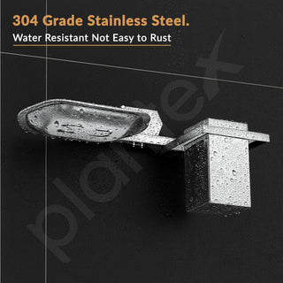 Plantex 2in1 Soap Dish with Tumbler Holder for Bathroom/304 Grade Stainless Steel Soap Holder with Toothbrush Holder/Bathroom Accessories - Pack of 1 (Delta - 2808, Chrome)