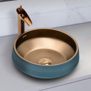 Plantex Ceramic Round Washbasin for Bathroom/Designer Tabletop Wah Basin/Counter Top Basin/Vessel Sink for Hotel/Restaurant/Living Room(NC-642,16 x 16 x 6.5 Inch)