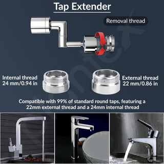 Plantex Tap Extender for Kitchen Sink/Tap Aerator for Kitchen/Sink Tap Extension for Kitchen/Water Saving Movable Sink Faucet/Fits F22 and M24 mm tap (XL-2042/Chrome)