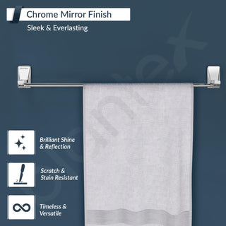 Plantex 304 Grade Stainless Steel Single Towel Rod/Towel Holder for Bathroom/Towel Rack/Bathroom Accessories, Crystal (24-inch) Chrome