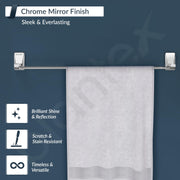 Plantex 304 Grade Stainless Steel Single Towel Rod/Towel Holder for Bathroom/Towel Rack/Bathroom Accessories, Crystal (24-inch) Chrome