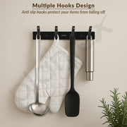 Plantex Wall Hooks for Hanging Cloth/Stainless Steel Towel Hangers/Bathroom Robe Hooks/Door Hangers/Square Wall Hook/Hook Rail for Hanging Keys - 4 Hooks (Pack of 1, PVD Black)