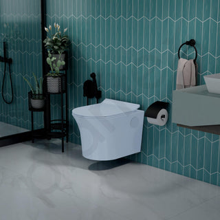 Plantex Platinum Rimless Wall Hung Western Commode/Washdown Bathroom Commode/P Trap Western Toilet with Soft Close Toilet Seat Cover (Ocean)