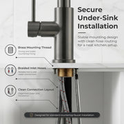 Plantex 304 Stainless Steel Pull-Down Kitchen Sink Tap/Sink Tap for Kitchen Basin with 360⁰ Swivel Spout/Kitchen Sink Faucet - (1062, Grey)