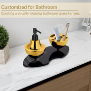 Plantex Liquid Soap Dispenser with Tumbler Holder for Bathroom/Stainless Steel and Acrylic 2 in 1 Shampoo Dispenser with Toothpaste Holder/Bathroom Accessories - Pack of 1 (Gold & Black)
