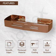 Plantex Shelf for Bathroom/Stainless Steel Multipurpose Shelf/Spice Organizer for Kitchen - Pack of 1 (12 x 5 Inch, Rose Gold)
