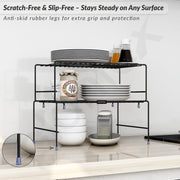 Plantex GI Metal 2-Tier Shelf Organizer for Kitchen Storage/Foldable and Detachable Kitchen Shelf Organiser/Rack Organiser for Storage