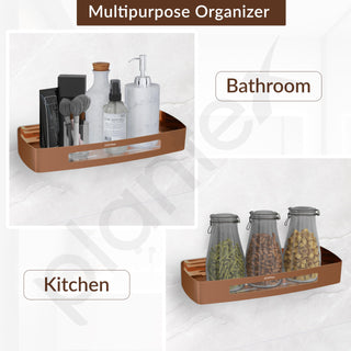 Plantex Shelf for Bathroom/Stainless Steel Multipurpose Shelf/Spice Organizer for Kitchen - Pack of 1 (12 x 5 Inch, Rose Gold)