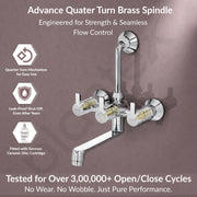 Plantex Wall Mixer for Bathroom/Mixer with L-Bend Connector for Overhead Shower/Mixer Tap/2in1 Wall Mixer - (FLO-818, Chrome)