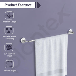 Plantex 304 Grade Stainless Steel Towel Hanger for Bathroom/Single Towel Rod/Towel Bar/Bathroom Accessories - Daizy (Chrome)