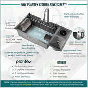Plantex Sink for Kitchen/304 Grade Stainless Steel Waterfall sink