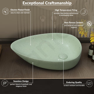 Plantex Ceramic Wash Basin/Designer Basin/Tabletop Wash Basin/Basin for Bathroom/Home/Office- (Tea Green - 22 x 15.5 x 5 Inch)