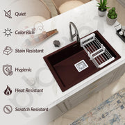 Plantex Quartz Matt Kitchen Sink/UV Protected Kitchen Sink/Undermount Sink for Kitchen/Metalic Single Bowl Sink with Coupling and Hose Pipe - Pack of 1 (21 x 18 inch, Choco Brown)
