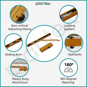 Plantex Premium Automatic Door Closer for Wooden Door Adjustable Size 3 Spring Hydraulic Auto Door Closer for Home Office Hotel for Wide 180 Degree Opening (Capacity-120 kg,Golden)