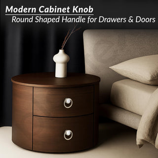 Plantex Drawer Knobs/Ring Drawer Kadi/Pull-Push Knobs for Kitchen/Bedroom Drawer - Pack of 4 (Satin White & Chrome)