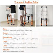Plantex 8.5 feet (2.6m) Telescopic Ladder/Durable Steps/Collapsible Ladder for Home or Outdoor Work/Aluminium Telescopic Ladder - (Orange)
