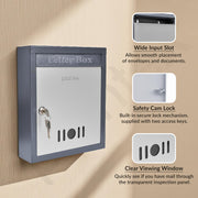 Plantex Wall Mount Letter Box - Suggestion Box/Mail Box/Post Box for Home gate with Secure Key Lock - Pack of 10 (Dark Grey)