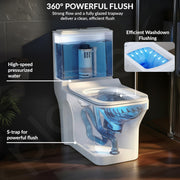 Plantex Commode for Toilet/One Piece Western Toilet with Rim Wash-Down Flush/Ceramic One Piece Commode with Soft Closing Toilet Seat - S Trap - (Lunar, White)