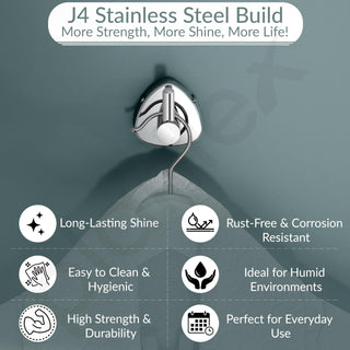 Plantex J4 Stainless Steel Clothes Hanger for Wall/Hangers for Bathroom/Robe Hook/Bathroom Accessories (Chrome Finish) Angel