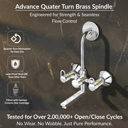 Plantex Pure Brass 2-in-1 Wall Mixer with Brass Wall Flange & Teflon Tape/Mixer Tap for Bathroom with Overhead Shower Provision and Long Bend Pipe/Bathroom Tap/Taps for Bathroom-(Flip, Chrome)