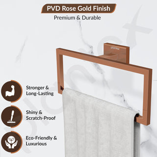 Plantex 304 Grade Stainless Steel Compact Napkin Hanger/Holder for Wash Basin Hand Towel Holder for Bathroom Accessroies - Benz (Rose Gold)