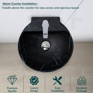 Plantex Ceramic Wall Hung Wash Basin/Wall Mount Basin for Bathroom/Washbasin Sink for Home/Office/Restaurant (Black - 15 x 15 x 5 Inch)