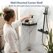 Plantex Stainless Steel Corner Shelf for Bathroom Wall/Bathroom Corner Shelves/Bathroom Shelf Rack/Side Corner Shelf/Kitchen Organizer/Bathroom Corner Rack- (12x12 inches, Black)