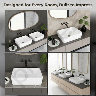 Plantex Ceramic Wash Basin/Basin for Bathroom/Tabletop/Countertop Wash Basin/Bathroom Basin - (Glam, White)