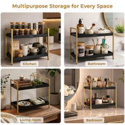 Plantex 2-Tier Standing Spice Rack/Bathroom Countertop Storage Shelf Organizer/Kitchen Storage Rack/Multipurpose Stand - Black (16 X 8 X 12 Inch)