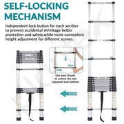 Plantex 20.34 feet (6.2m) Telescopic Ladder/Durable Steps/Height Adjustable Aluminium Ladder/Telescopic Ladder/Extendable Portable Steps and Compact Design