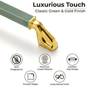 Plantex Aluminium Cabinet Handle/128mm Wardrobe Handle for Home/Cupboard Door Pull-Push Handles for Office - Pack of 1 (Green & Gold)