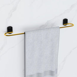 Plantex 304 Grade Stainless Steel 24 inch Single Towel Rod for Bathroom/Towel Bar/Towel Hanger/Bathroom Accessories - Parv (Gold & Black)