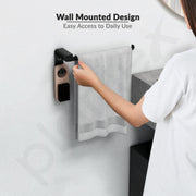 Plantex Space Aluminum Towel Hanger for Wash Basin/Towel Ring for Bathroom/Hand Towel Holder with Hooks/Bathroom Accessories (Rich Black)