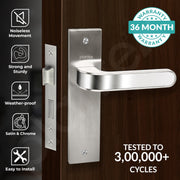Plantex Heavy Duty Door Lock ÃƒÂ¢Ã¢â€šÂ¬Ã¢â‚¬Å“ Bathroom Door Lock/Mortise 8inch Keyless Plate Handle Set for Home/Bathroom/Store Room/Balcony/Office with Baby Latch (8068, Steel Satin and Chrome)