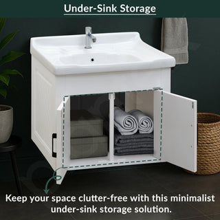 Plantex Wash Basin with Cabinet/Unbrekable Bathroom Vanity Cabinet & Washbasin Set/Basin Cabinet for Bathroom with Mirror (White)